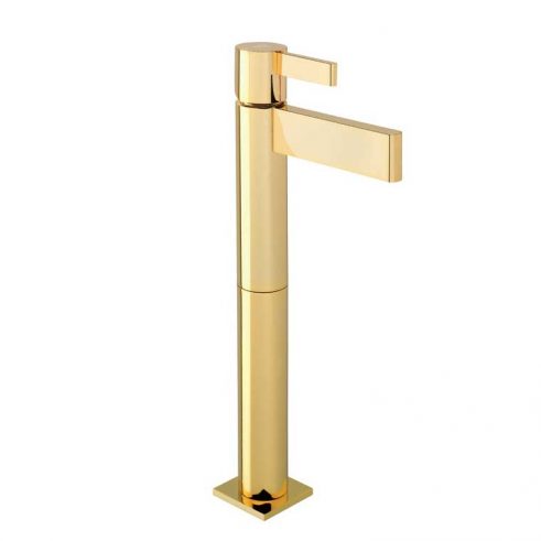 Grifo de Lavabo Alto, Monomando con Alargadera 15 cm Tanau MR, Oro