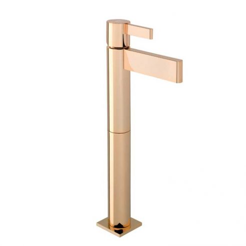 Grifo de Lavabo Alto, Monomando con Alargadera 15 cm Tanau MR, Oro-Rosa