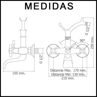 Grifo de Baño Lux, Monobloc con Accesorios de Ducha Parma, MR