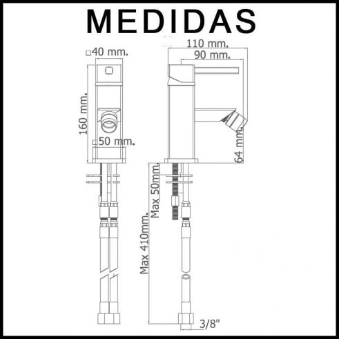 Medidas Grifo de Bide, Monomando Catral MR