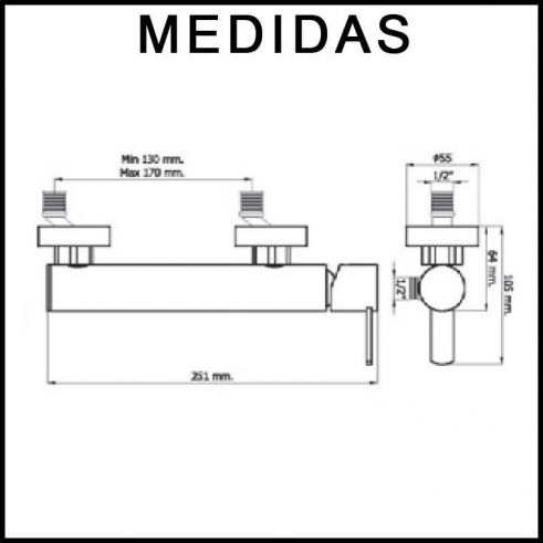 Medidas Grifo de Ducha Monomando con Accesorios, Delta 14 MR, Cromo