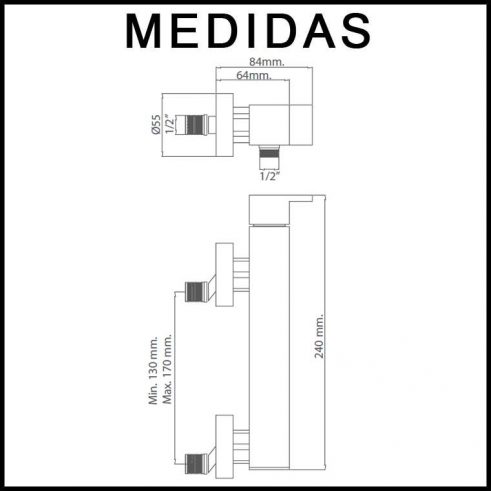 Medidas Grifo de Ducha, Monomando con Accesorios de Ducha Petra MR, Cromo