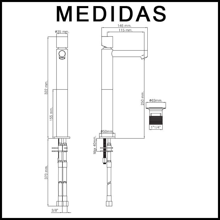 Grifo de Lavabo Alto, Monomando Delta Cil marca de Griferias MR