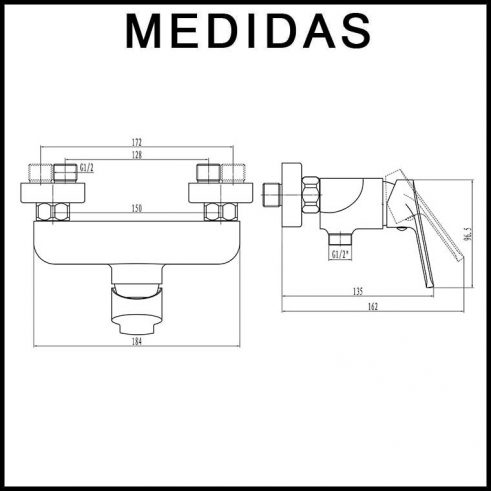 Medidas Monomando Combi Ducha Sioux Llavisan